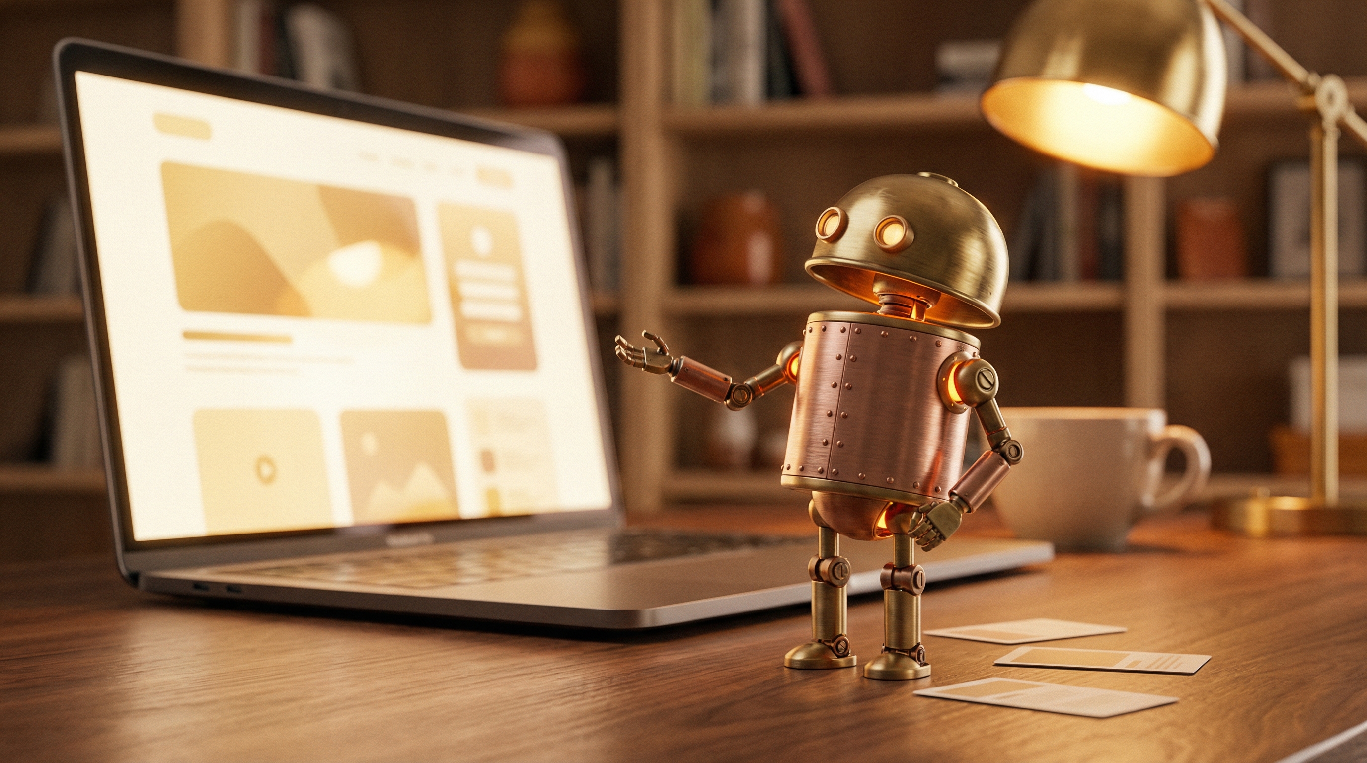Copydesk newsletter displayed on a laptop in a warm editorial workspace